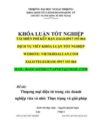 Khóa luận: Thương mại điện tử trong các doanh nghiệp vừa và nhỏ ...