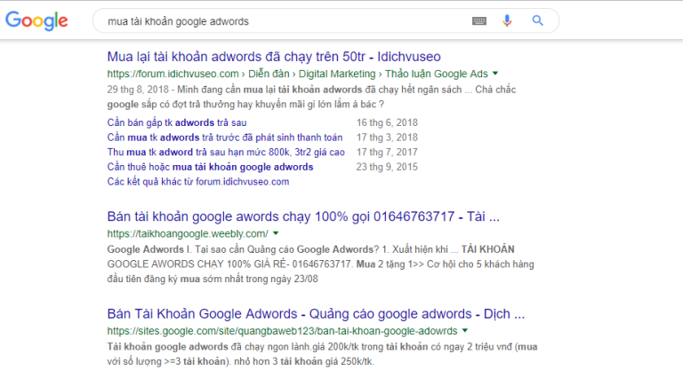 Mua bán tài khoản quảng cáo google adwords trả sau bị khóa tài khoản?