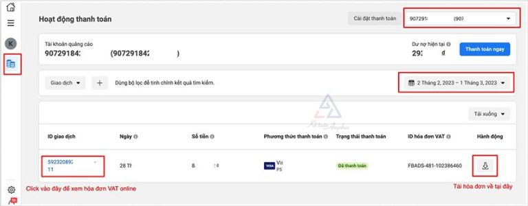 Cách lấy hóa đơn VAT chi phí chạy ads - quảng cáo Facebook