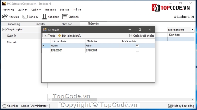 Code C# Quản lý trung tâm Ngoại ngữ và Tin học