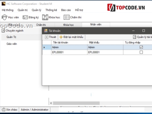 Code C# Quản lý trung tâm Ngoại ngữ và Tin học