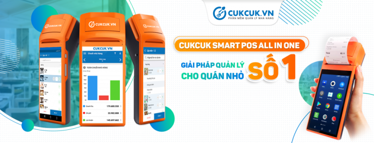 Mua máy Pos CUKCUK all in one tặng 85% giá thuê bao phần mềm