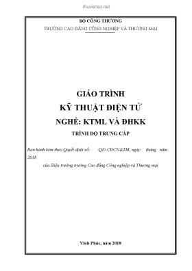 Giáo trình Kỹ thuật điện tử (Nghề: Kỹ thuật máy lạnh và điều hòa ...