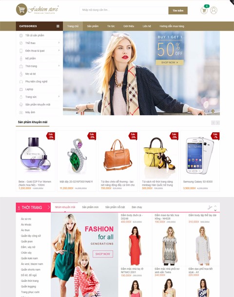 Kho giao diện web bán hàng đẹp, template website miễn phí