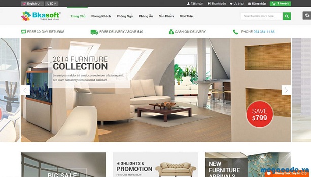 Thiết kế website Nội Thất đẹp chuẩn SEO tại Quốc Oai