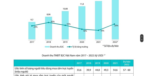 thương mại điện tử bán lẻ của Việt Nam năm 2022 sẽ tăng trưởng 20%