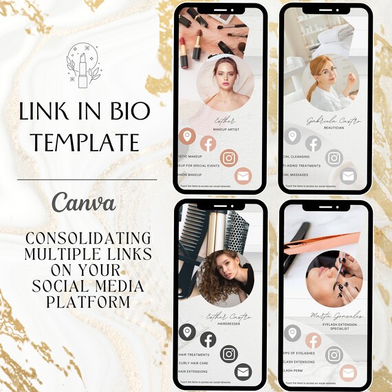 Link in Bio Instagram, Linktree Canva Editable Template for Beauty ...
