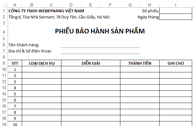 Quản lý bảo hành bằng Excel | Tải miễn phí file excel bảo hành