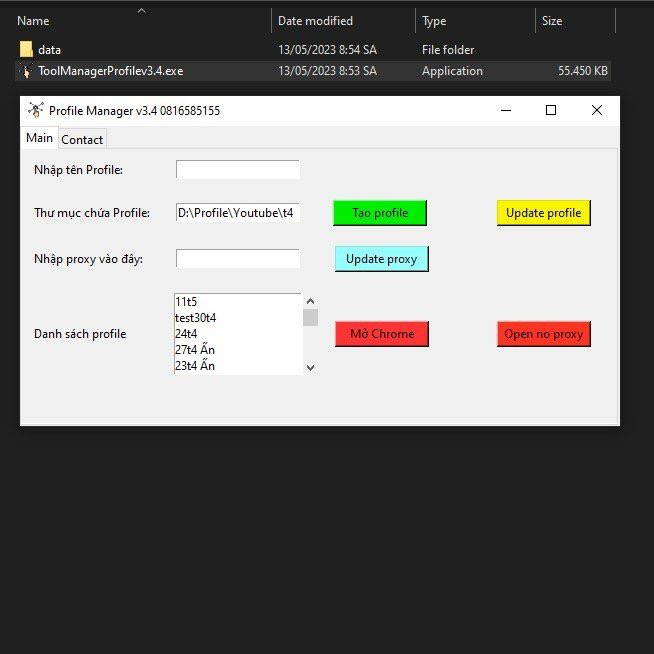 Tool Tạo, quản lý profile Chrome, thêm Proxy, random user agent ...